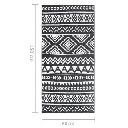 Buitenkleed 80X150 Cm Polypropeen Zwart 80 x 150 cm black pattern
