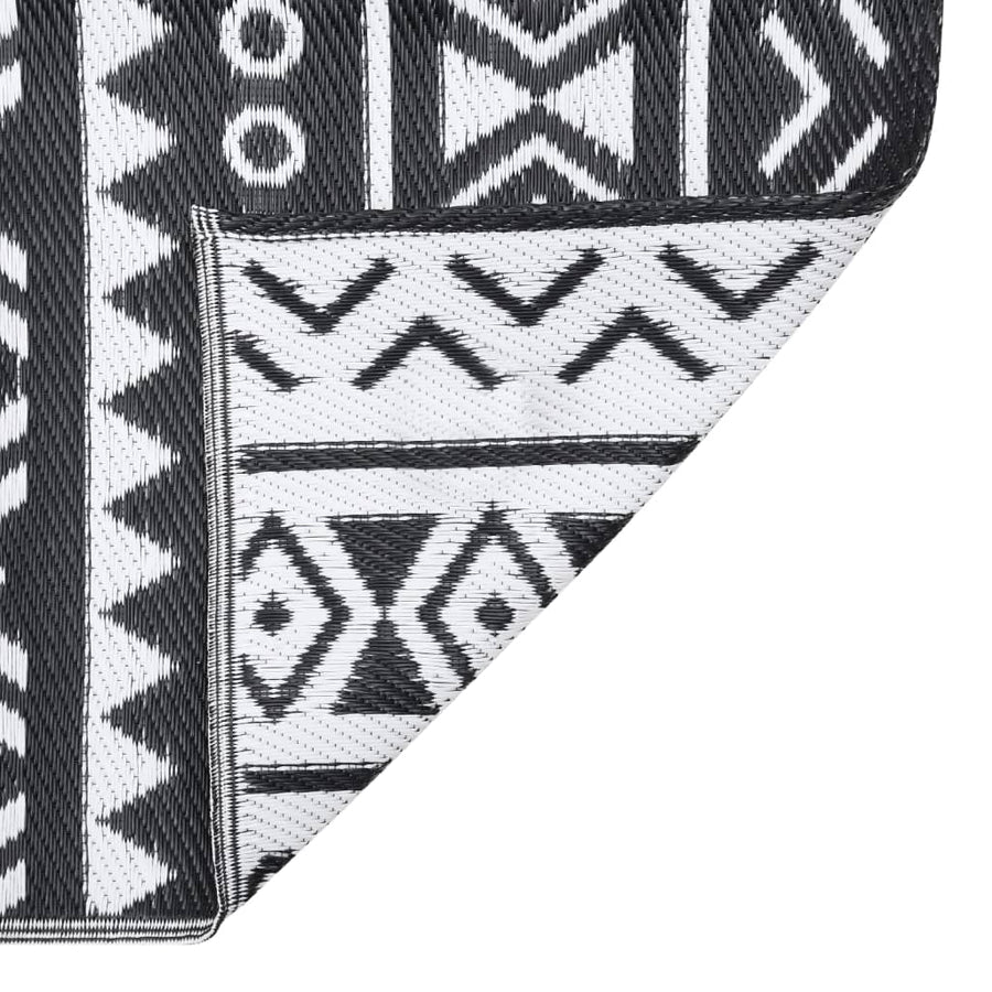 Buitenkleed Polypropeen Zwart 190 x 290 cm black pattern