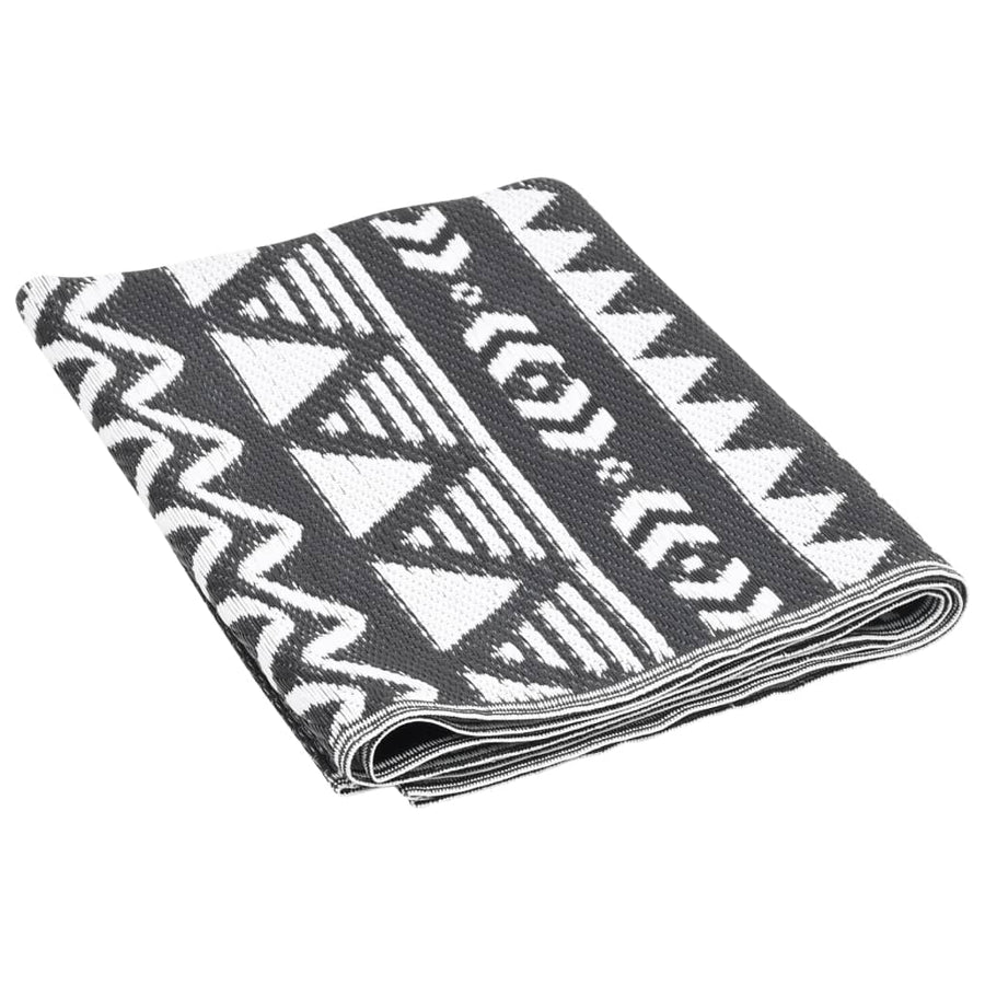 Buitenkleed Polypropeen Zwart 190 x 290 cm black pattern