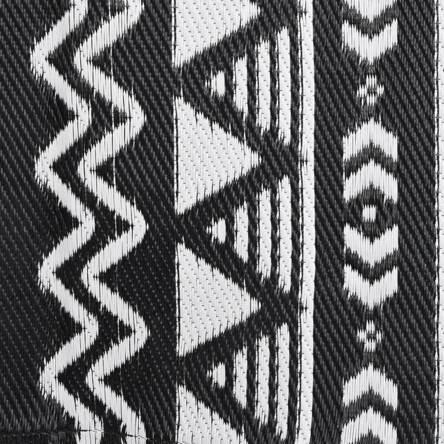 Buitenkleed Polypropeen Zwart 190 x 290 cm black pattern