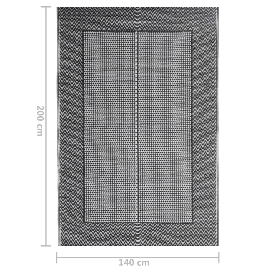 Buitenkleed Polypropeen 140 x 200 cm Zwart en grijs