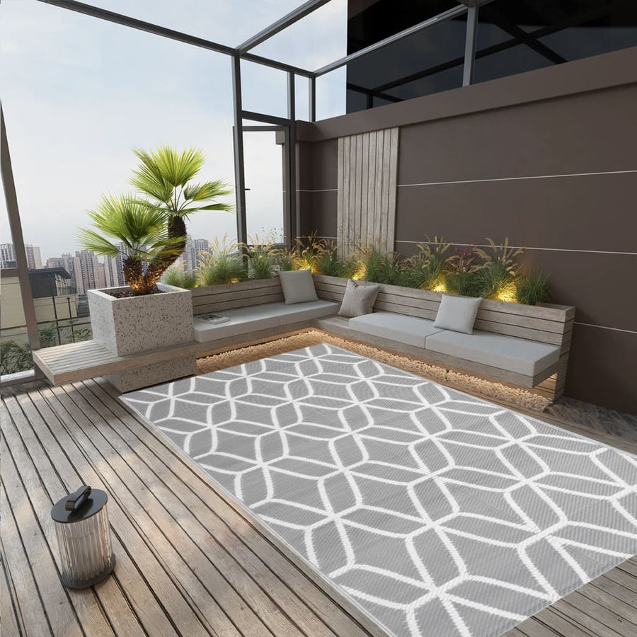Buitenkleed Polypropeen 140 x 200 cm Grijs en wit