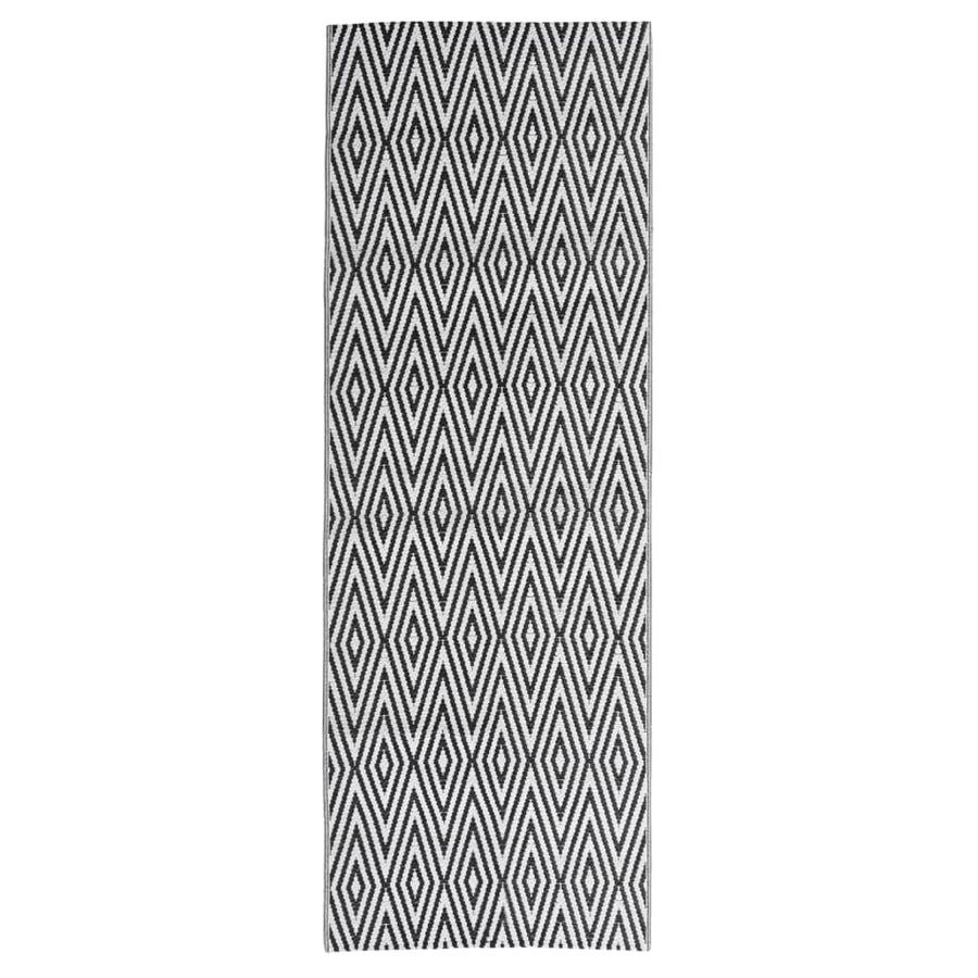 Buitenkleed 80X250 Cm Polypropeen Zwart 80 x 250 cm Wit en zwart