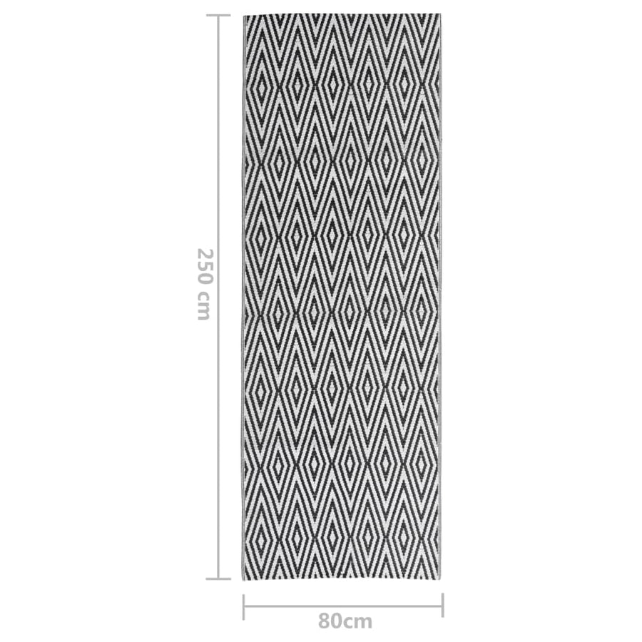 Buitenkleed 80X250 Cm Polypropeen Zwart 80 x 250 cm Wit en zwart