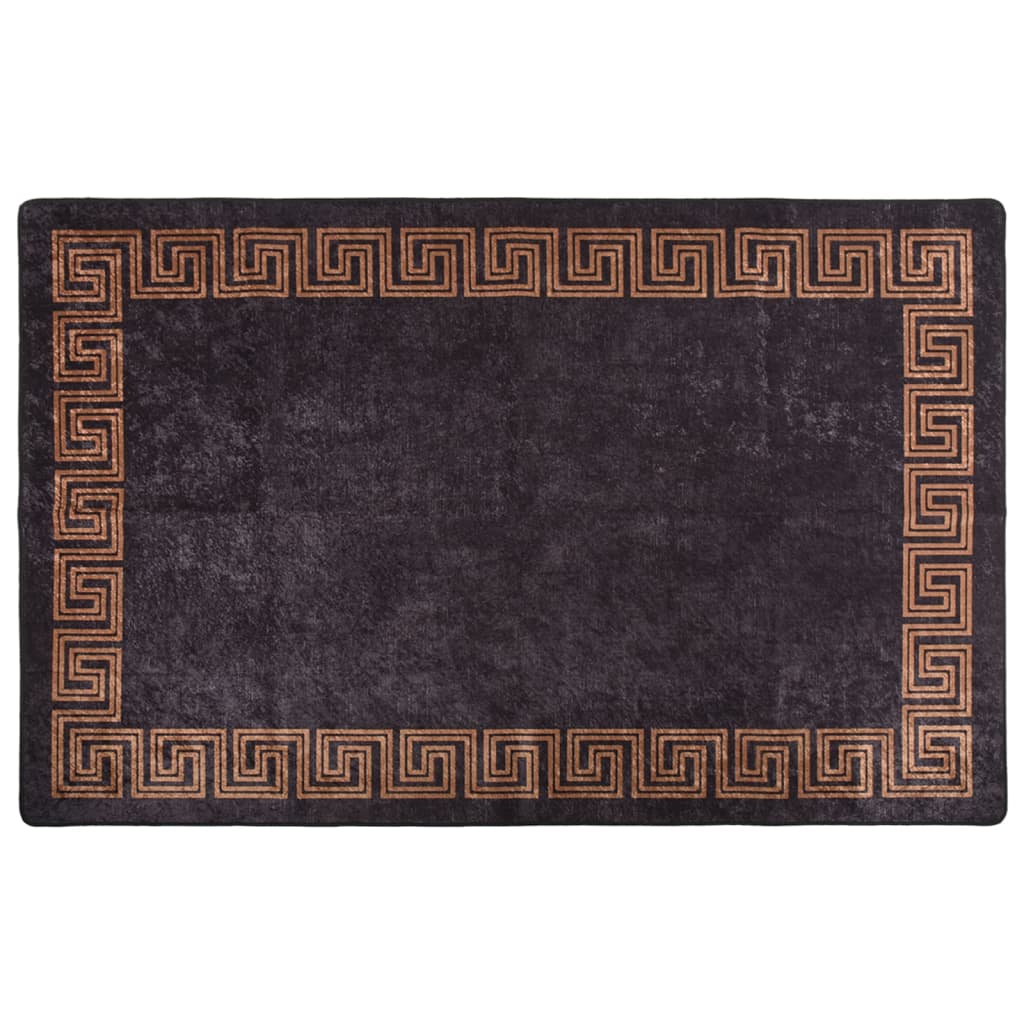 Vloerkleed Wasbaar Anti-Slip En Goudkleurig Zwart 80 x 150 cm