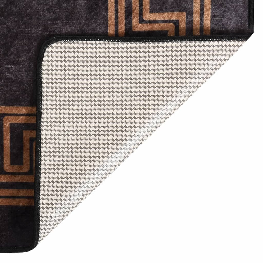Vloerkleed Wasbaar Anti-Slip En Goudkleurig Zwart 80 x 150 cm