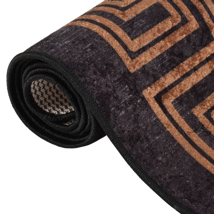 Vloerkleed Wasbaar Anti-Slip En Goudkleurig Zwart 80 x 150 cm