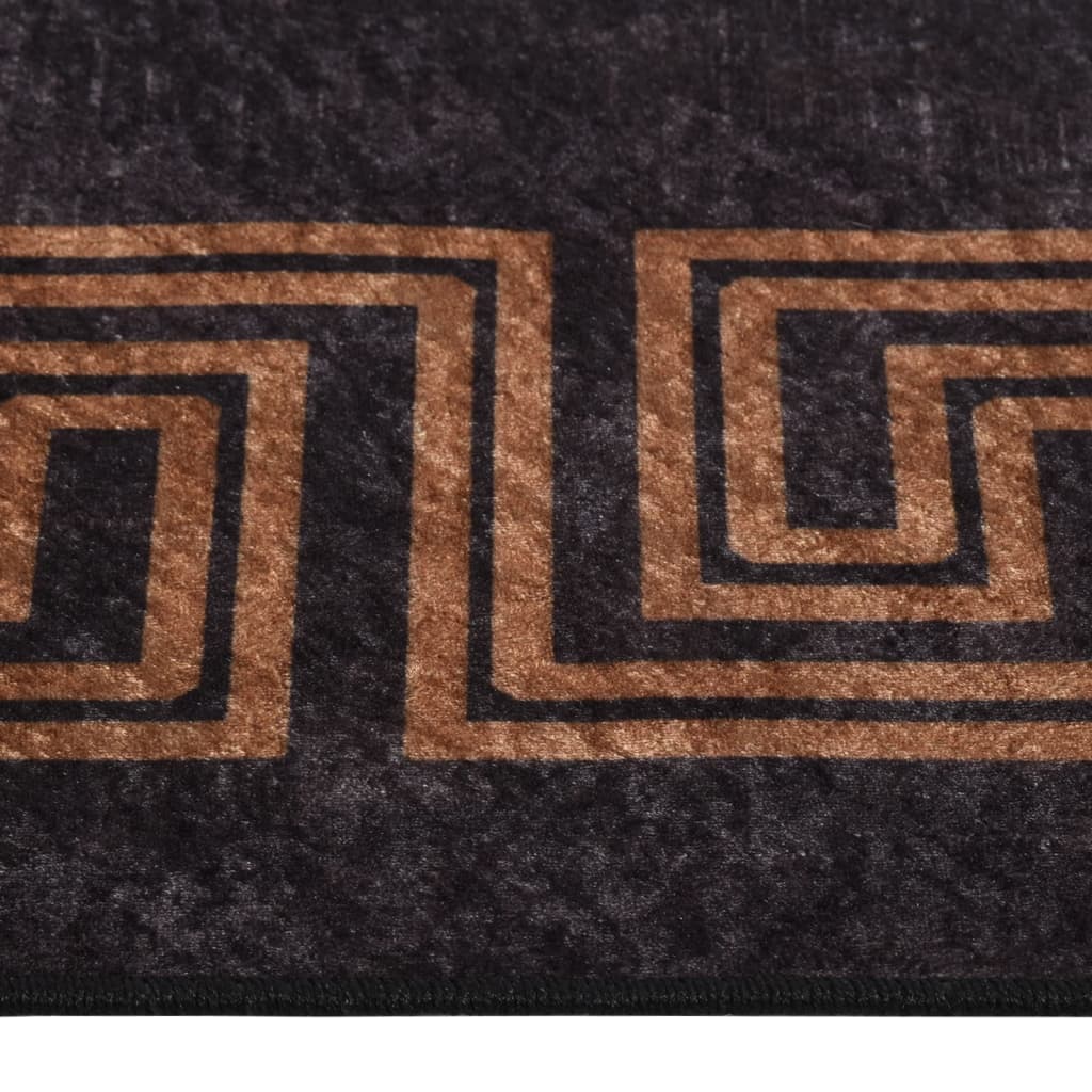 Vloerkleed Wasbaar Anti-Slip En Goudkleurig Zwart 80 x 150 cm