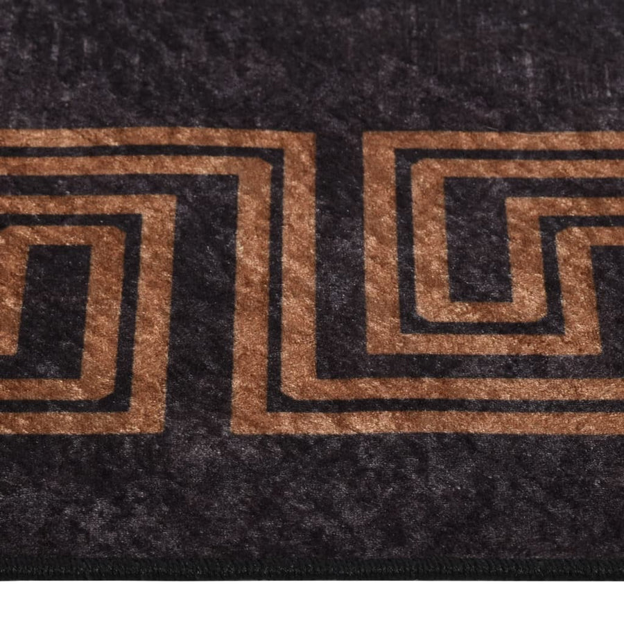 Vloerkleed Wasbaar Anti-Slip En Goudkleurig Zwart 80 x 150 cm