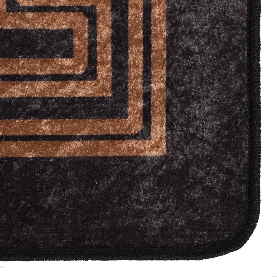 Vloerkleed Wasbaar Anti-Slip En Goudkleurig Zwart 80 x 150 cm