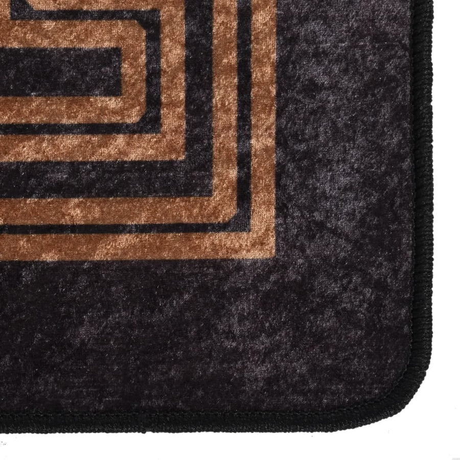 Vloerkleed Wasbaar Anti-Slip En Goudkleurig Zwart 190 x 300 cm