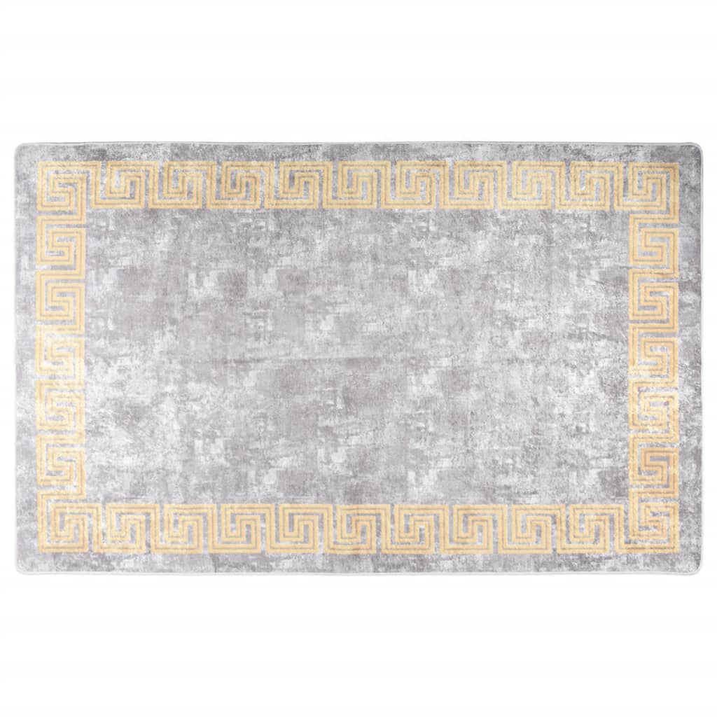 Vloerkleed Wasbaar Anti-Slip Grijs En Goud 160 x 230 cm
