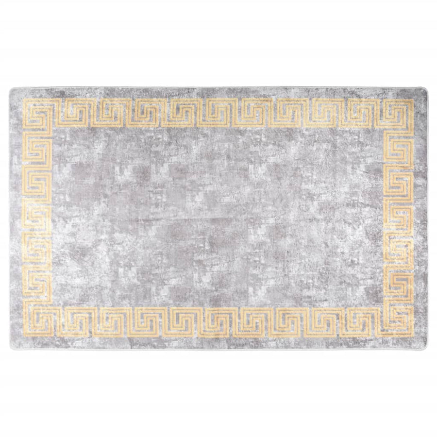 Vloerkleed Wasbaar Anti-Slip Grijs En Goud 160 x 230 cm