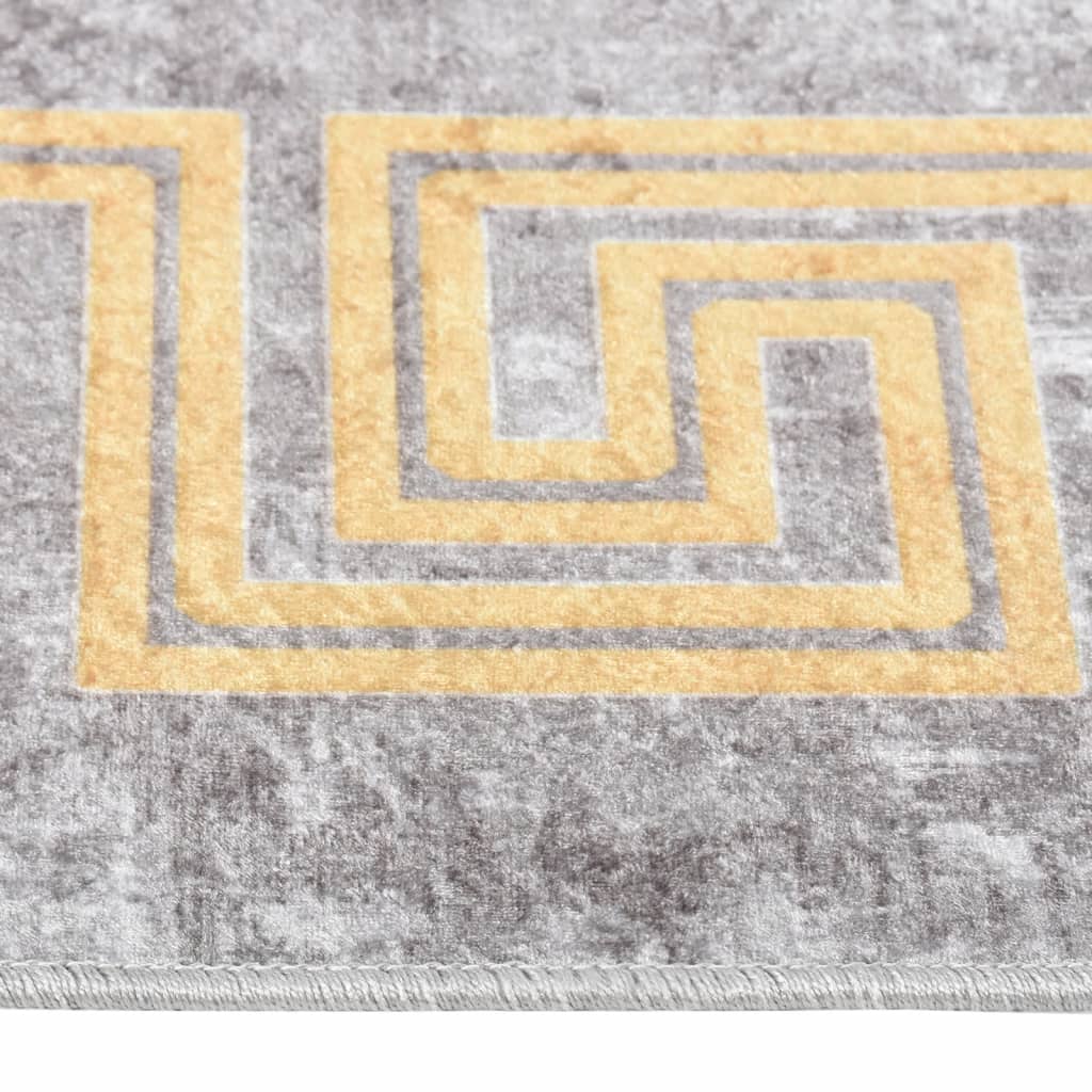 Vloerkleed Wasbaar Anti-Slip Grijs En Goud 160 x 230 cm