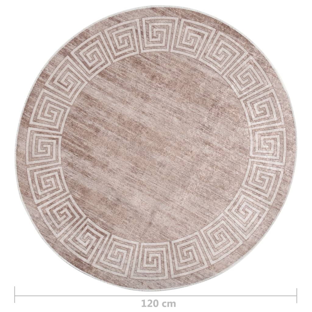 Vloerkleed Wasbaar Anti-Slip 120 Cm Beige En Goud Ø 120 cm