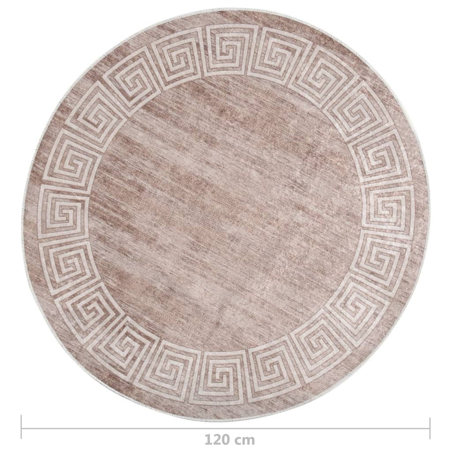 Vloerkleed Wasbaar Anti-Slip 120 Cm Beige En Goud Ø 120 cm