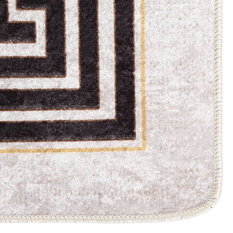 Vloerkleed Wasbaar Anti-Slip Licht Beige En Zwart 80 x 300 cm