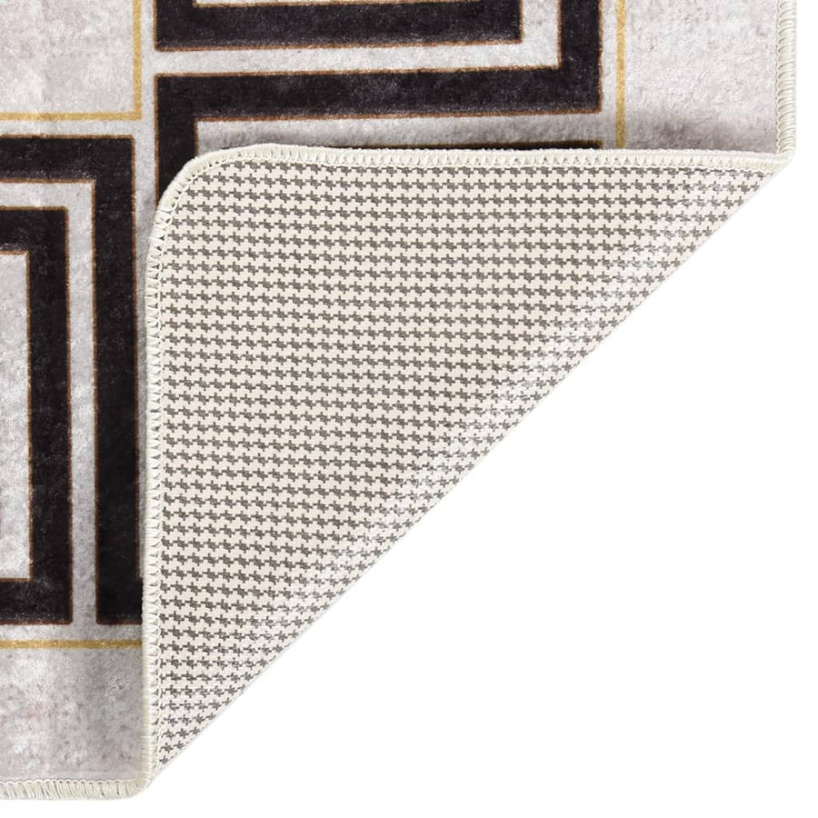 Vloerkleed Wasbaar Anti-Slip Licht Beige En Zwart 80 x 300 cm