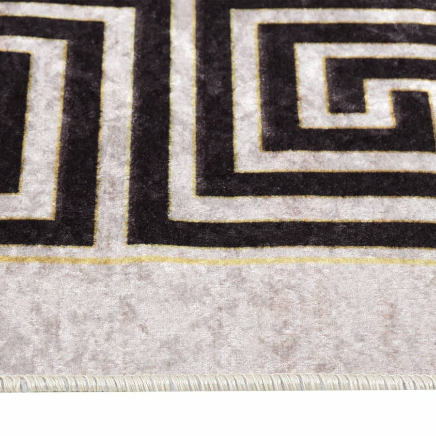 Vloerkleed Wasbaar Anti-Slip Licht Beige En Zwart 80 x 300 cm