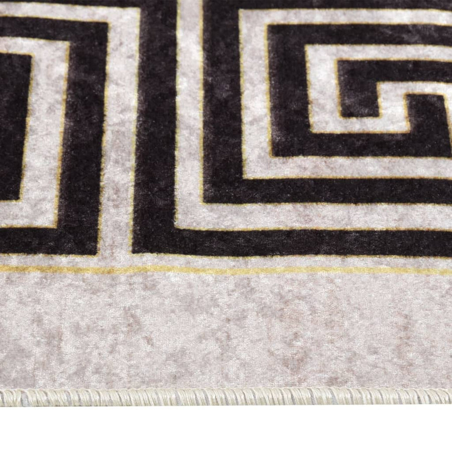Vloerkleed Wasbaar Anti-Slip Licht Beige En Zwart 120 x 180 cm