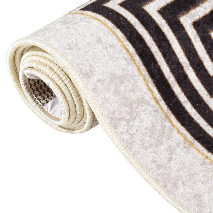 Vloerkleed Wasbaar Anti-Slip Licht Beige En Zwart 160 x 230 cm
