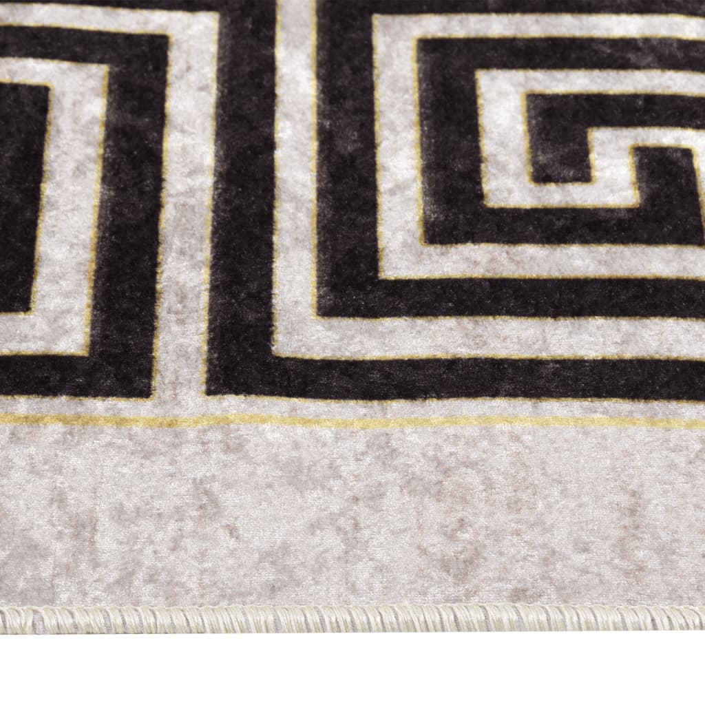 Vloerkleed Wasbaar Anti-Slip Licht Beige En Zwart 160 x 230 cm
