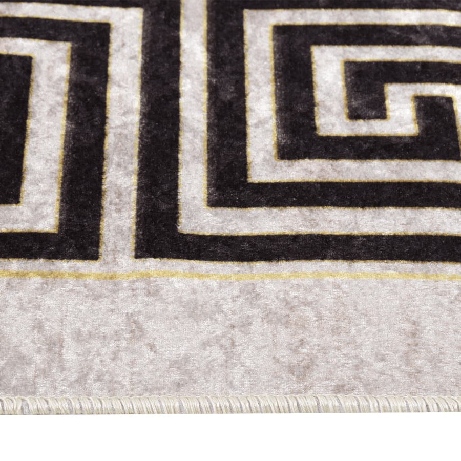 Vloerkleed Wasbaar Anti-Slip Licht Beige En Zwart 160 x 230 cm