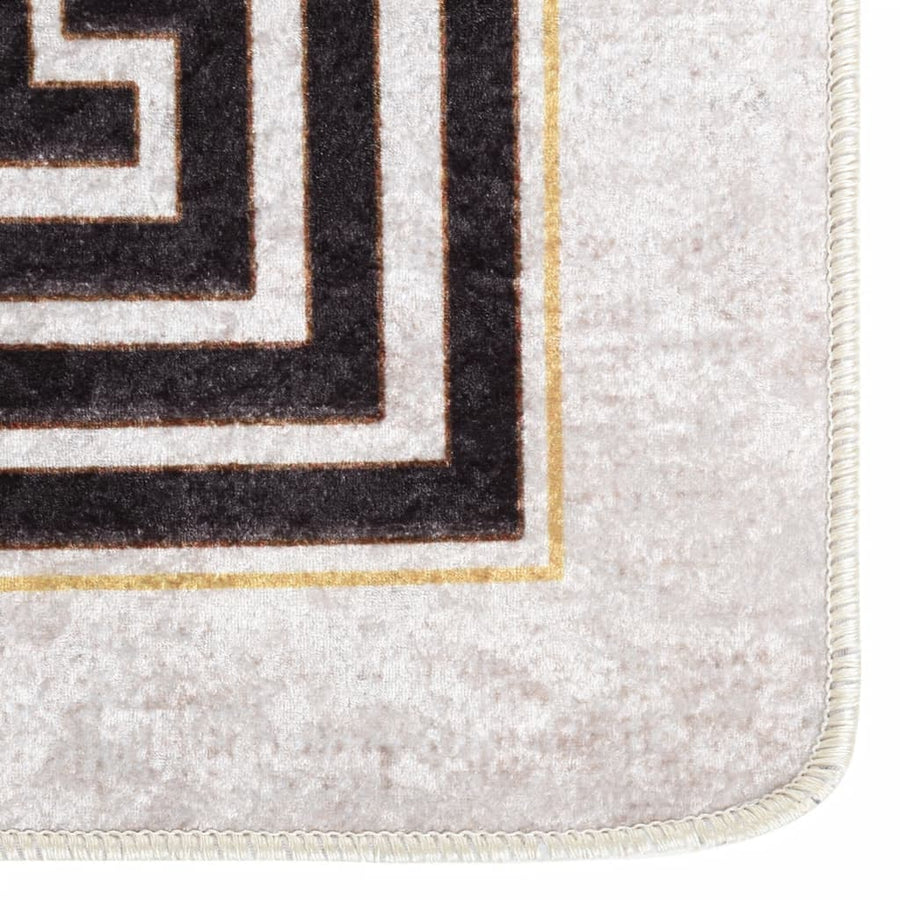 Vloerkleed Wasbaar Anti-Slip Licht Beige En Zwart 160 x 230 cm