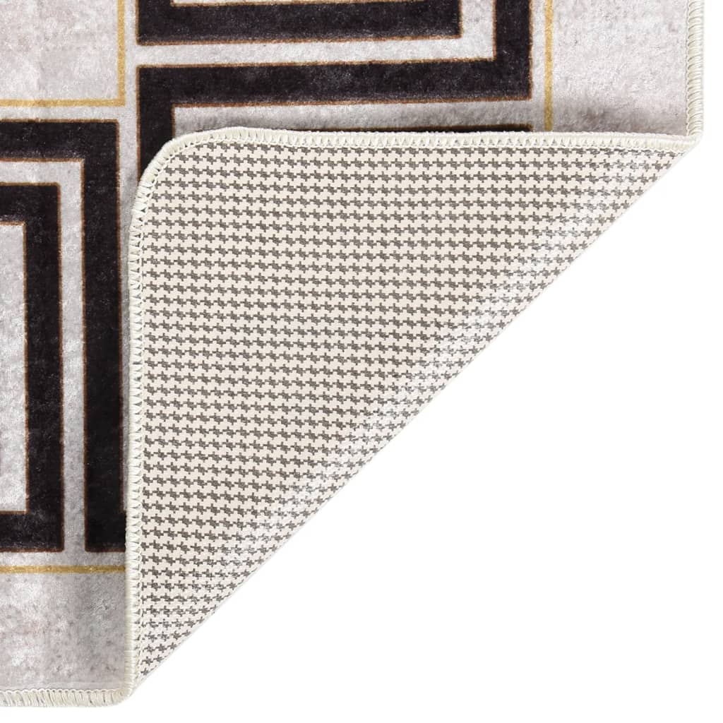 Vloerkleed Wasbaar Anti-Slip Licht Beige En Zwart 160 x 230 cm