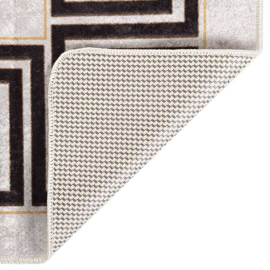 Vloerkleed Wasbaar Anti-Slip Licht Beige En Zwart 190 x 300 cm