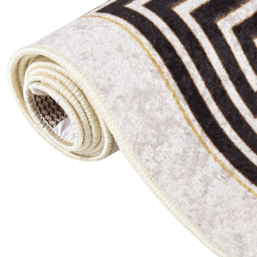 Vloerkleed Wasbaar Anti-Slip Licht Beige En Zwart 190 x 300 cm