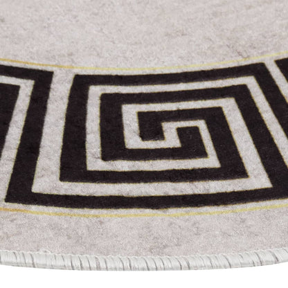 Vloerkleed Wasbaar Anti-Slip Ø120 Cm Licht Beige En Zwart Ø 120 cm