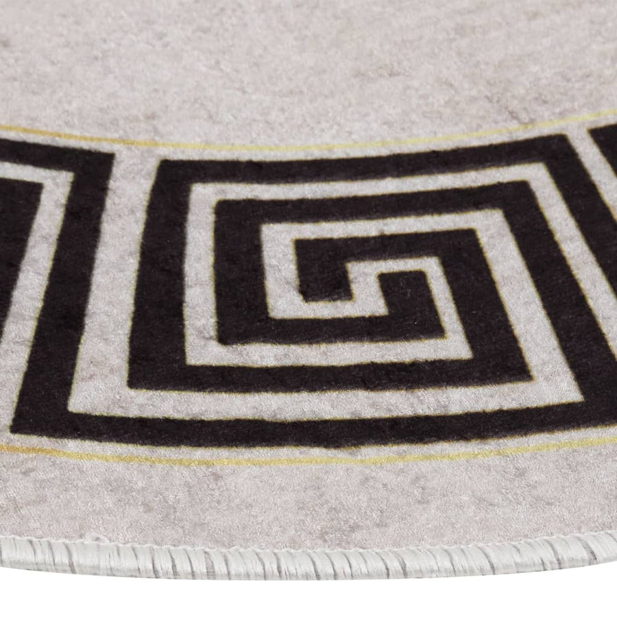 Vloerkleed Wasbaar Anti-Slip Ø120 Cm Licht Beige En Zwart Ø 120 cm