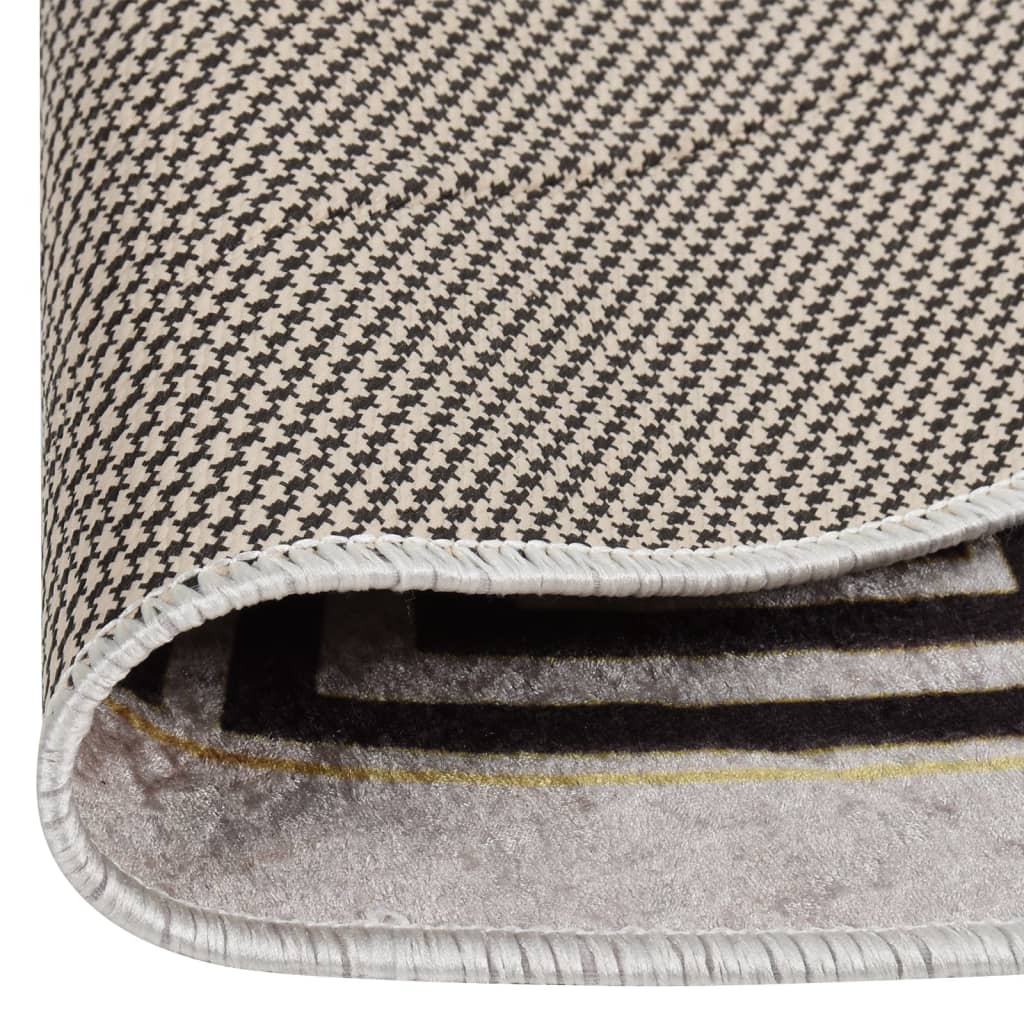 Vloerkleed Wasbaar Anti-Slip Ø120 Cm Licht Beige En Zwart Ø 120 cm