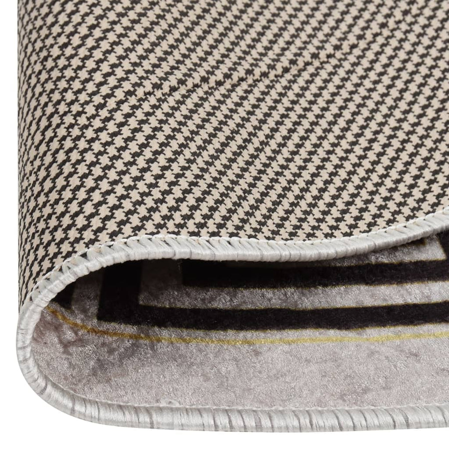 Vloerkleed Wasbaar Anti-Slip Ø120 Cm Licht Beige En Zwart Ø 120 cm