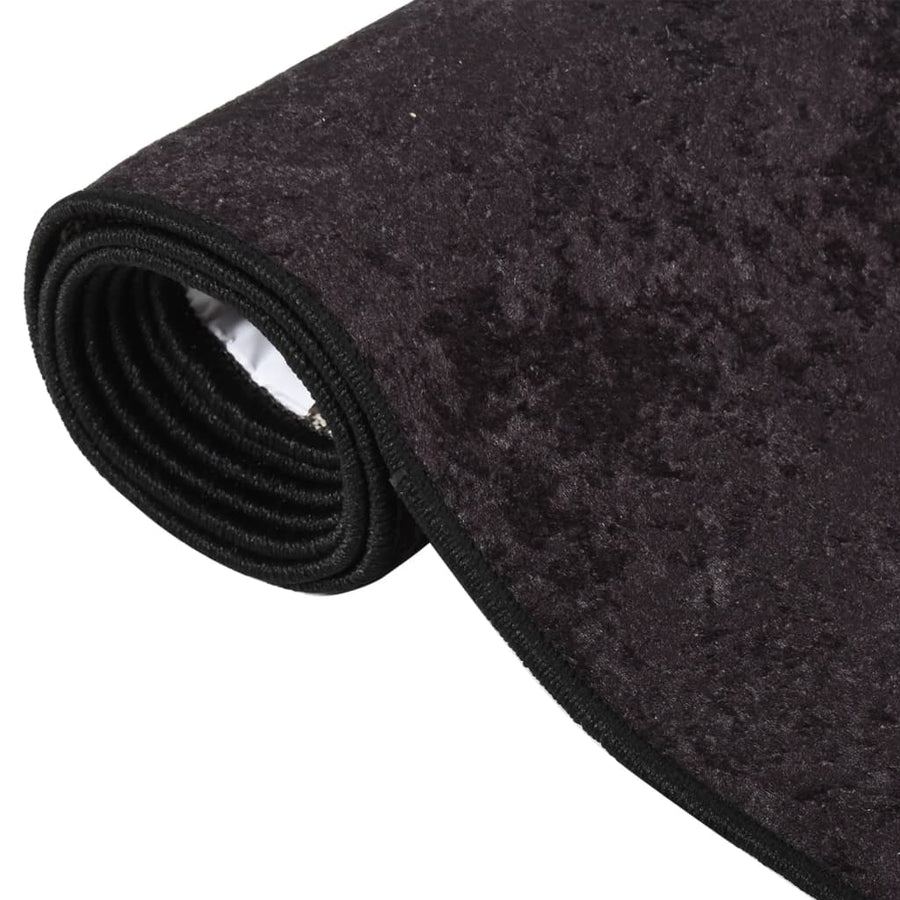 Vloerkleed Wasbaar Anti-Slip Kleurig Antraciet 80 x 300 cm