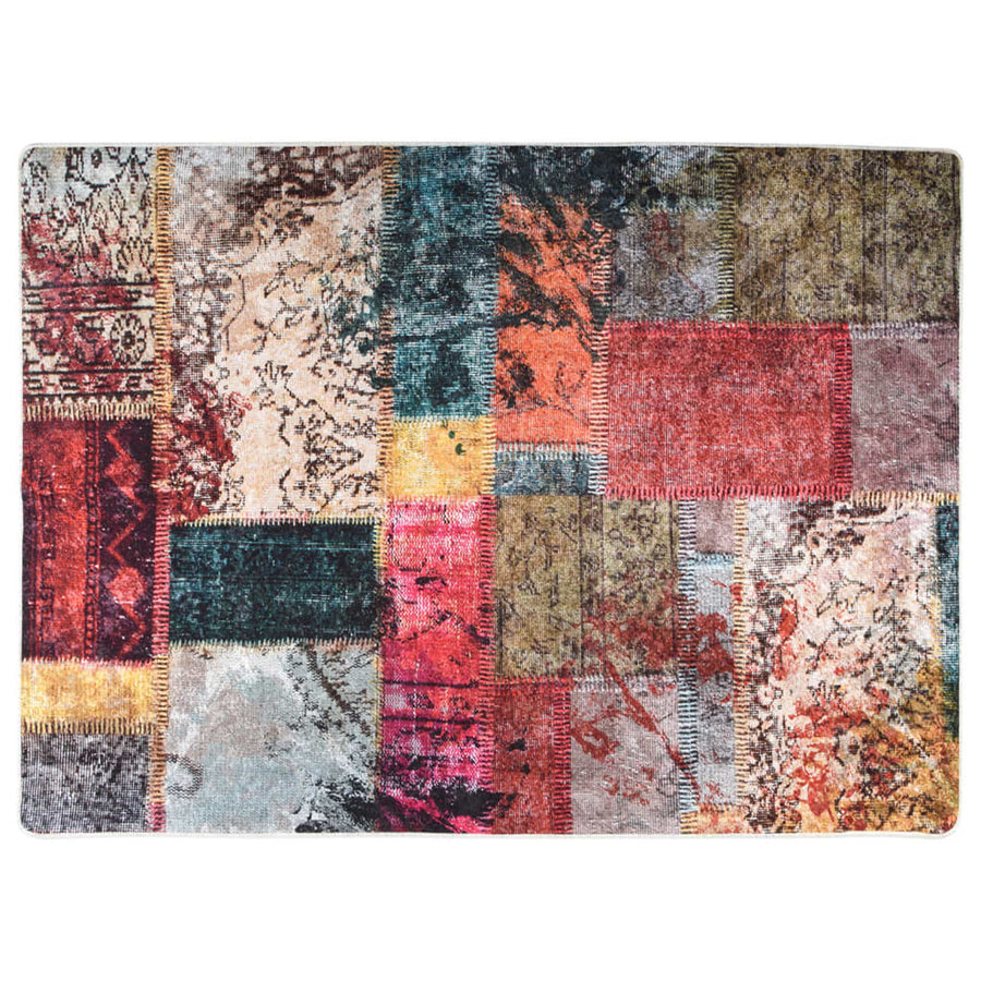 Vloerkleed Wasbaar Anti-Slip Meerkleurig Patchwork 120 x 180 cm