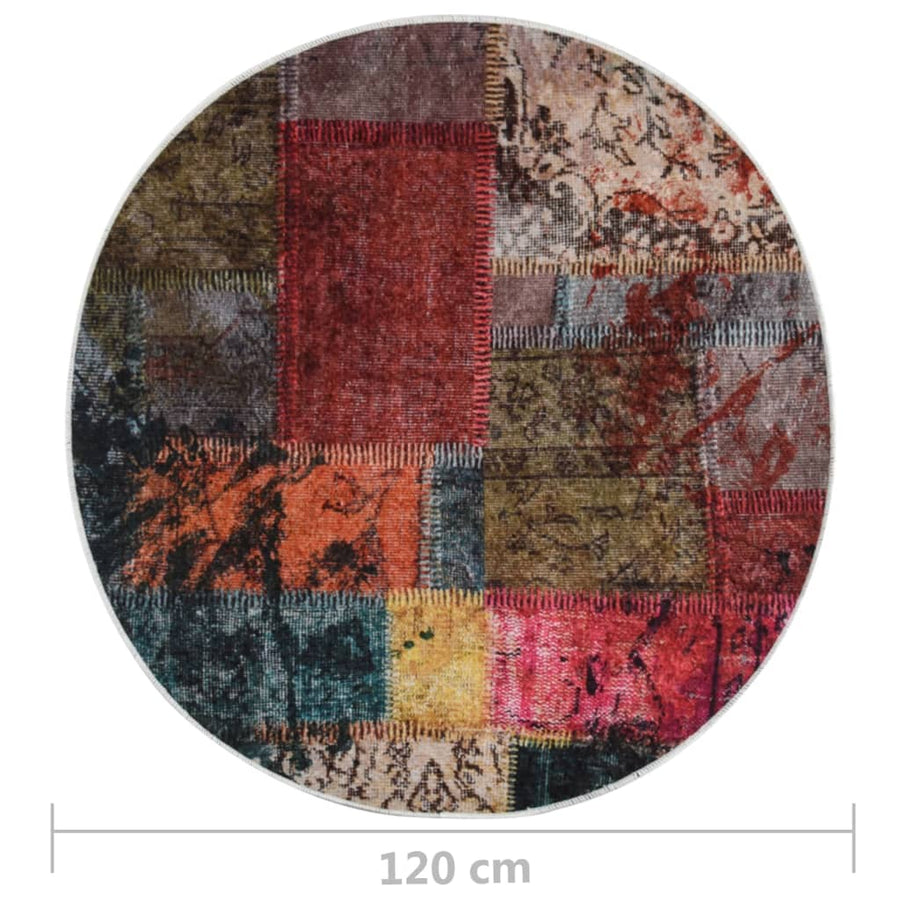 Vloerkleed Wasbaar Anti-Slip Ø120 Cm Meerkleurig Patchwork Ø 120 cm