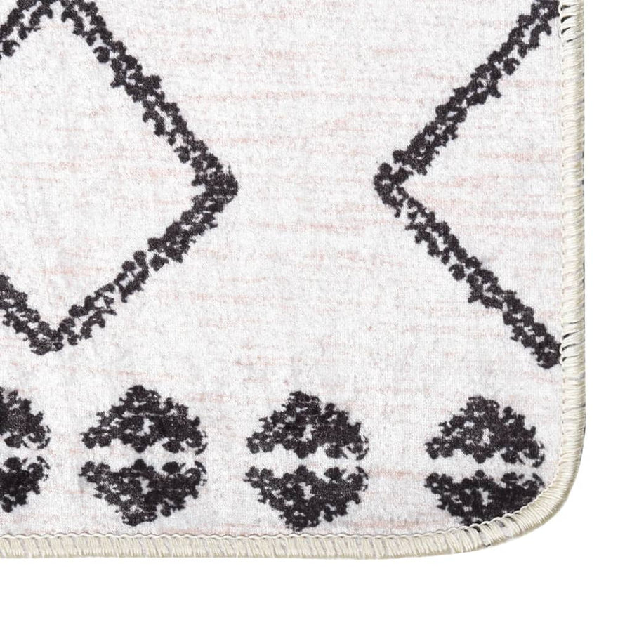 Vloerkleed wasbaar anti-slip 80x150 cm zwart en wit 80 x 150 cm