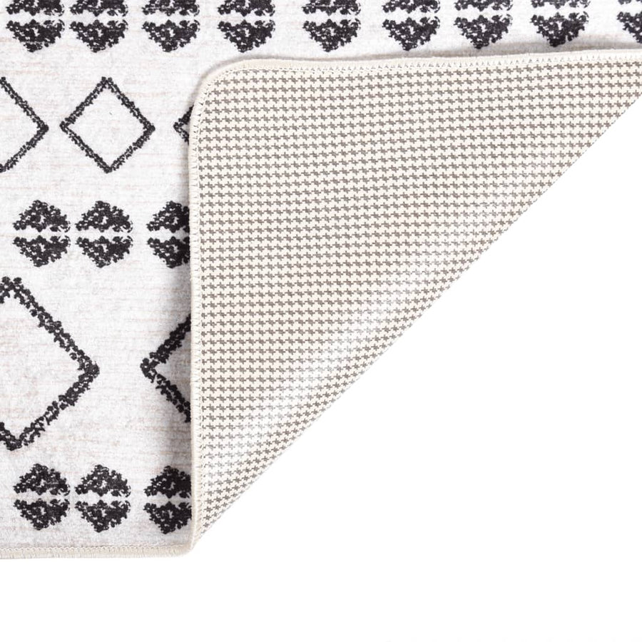 Vloerkleed wasbaar anti-slip 80x150 cm zwart en wit 80 x 150 cm