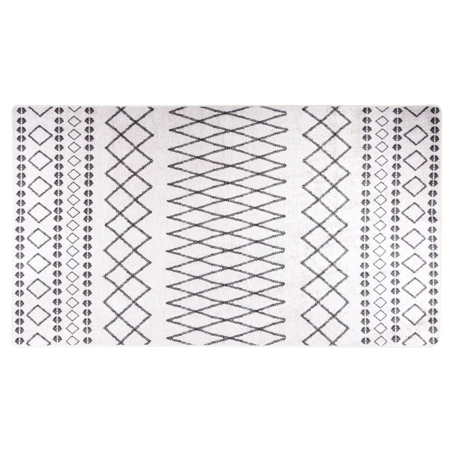 Vloerkleed wasbaar anti-slip 190x300 cm zwart en wit 190 x 300 cm