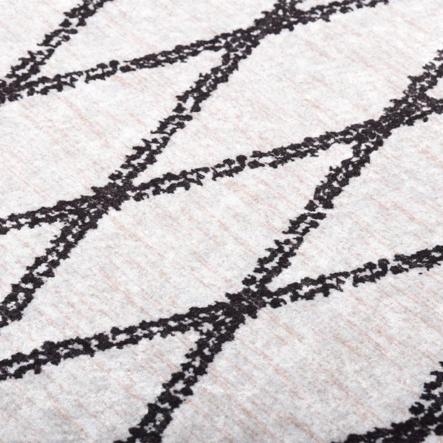 Vloerkleed wasbaar anti-slip 190x300 cm zwart en wit 190 x 300 cm