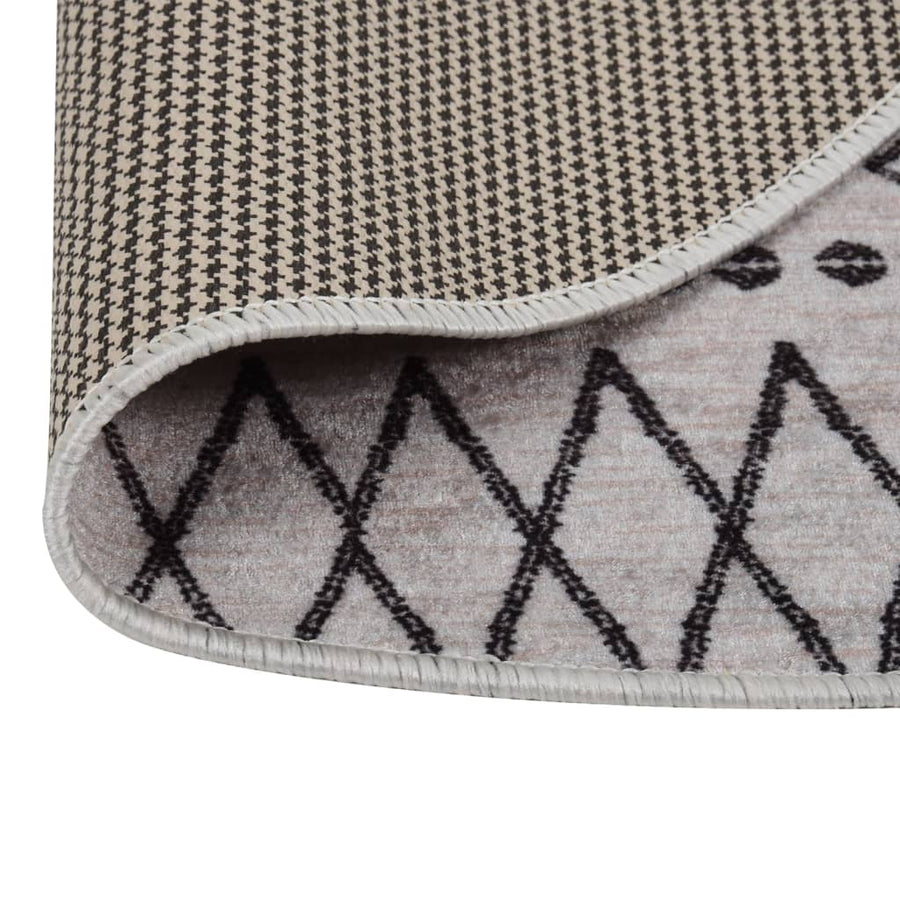 Vloerkleed wasbaar anti-slip ø120 cm zwart en wit Ø 120 cm