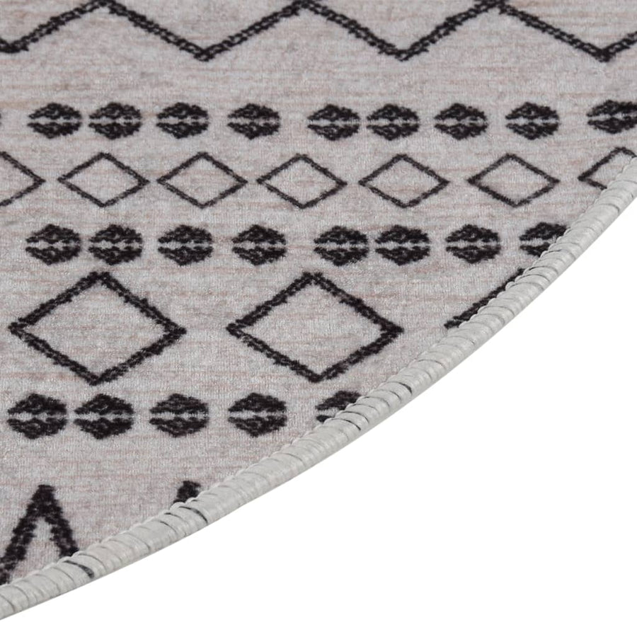 Vloerkleed wasbaar anti-slip ø120 cm zwart en wit Ø 120 cm
