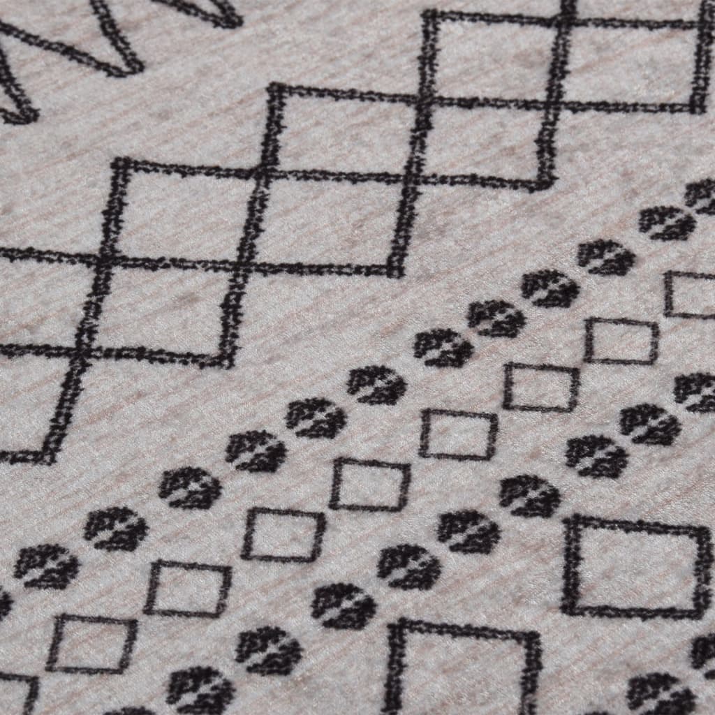 Vloerkleed wasbaar anti-slip ø120 cm zwart en wit Ø 120 cm