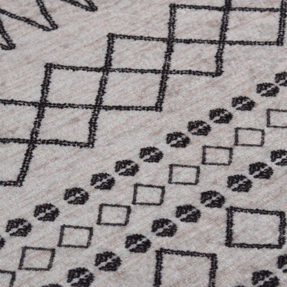 Vloerkleed wasbaar anti-slip ø120 cm zwart en wit Ø 120 cm