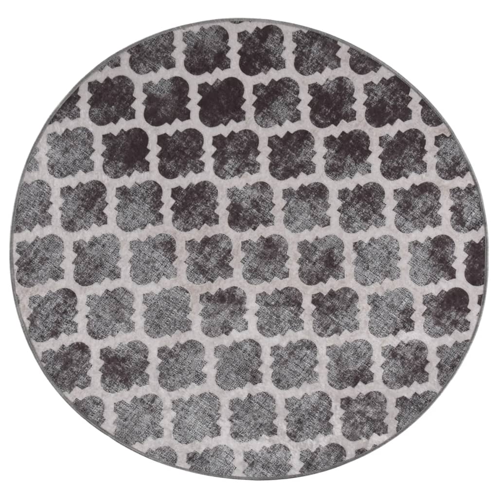 Vloerkleed Wasbaar Anti-Slip Ø120 Cm Meerkleurig Grijs En Wit Ø 120 cm