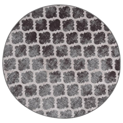 Vloerkleed Wasbaar Anti-Slip Ø120 Cm Meerkleurig Grijs En Wit Ø 120 cm