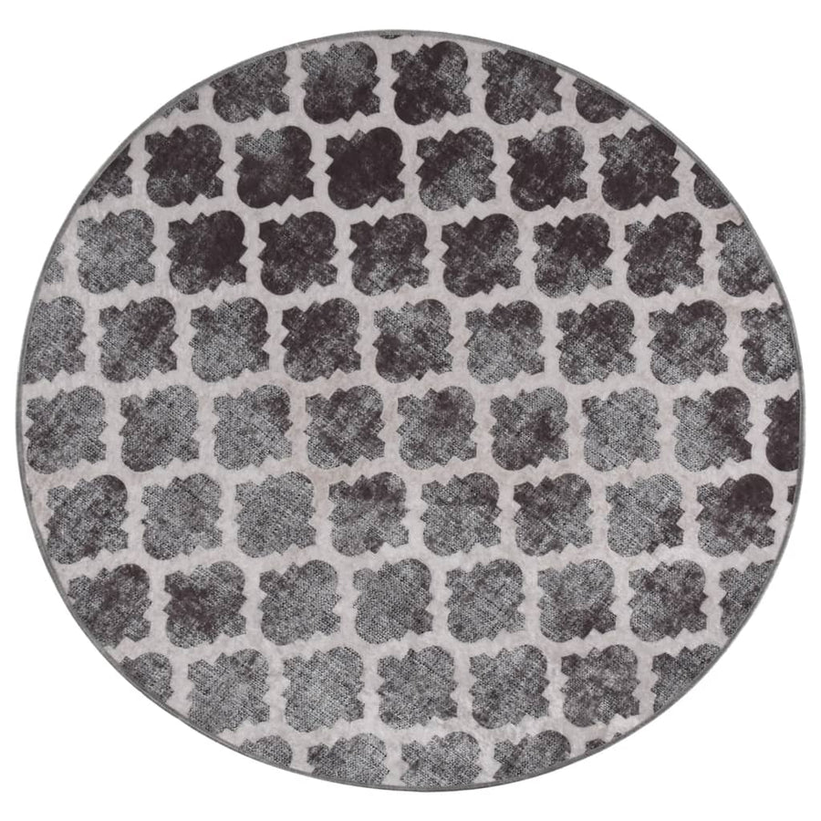 Vloerkleed Wasbaar Anti-Slip Ø120 Cm Meerkleurig Grijs En Wit Ø 120 cm