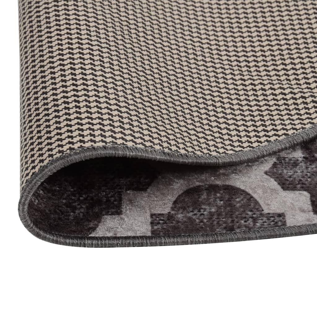 Vloerkleed Wasbaar Anti-Slip Ø120 Cm Meerkleurig Grijs En Wit Ø 120 cm